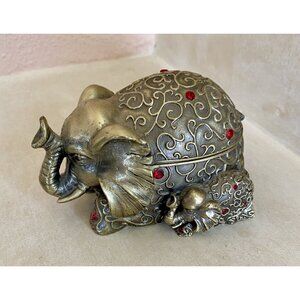 VTG BOMBAY Co. ELEPHANT & BABY 3 PIECE DESK SET WITH MAGNIFIER AND LETTER OPENER